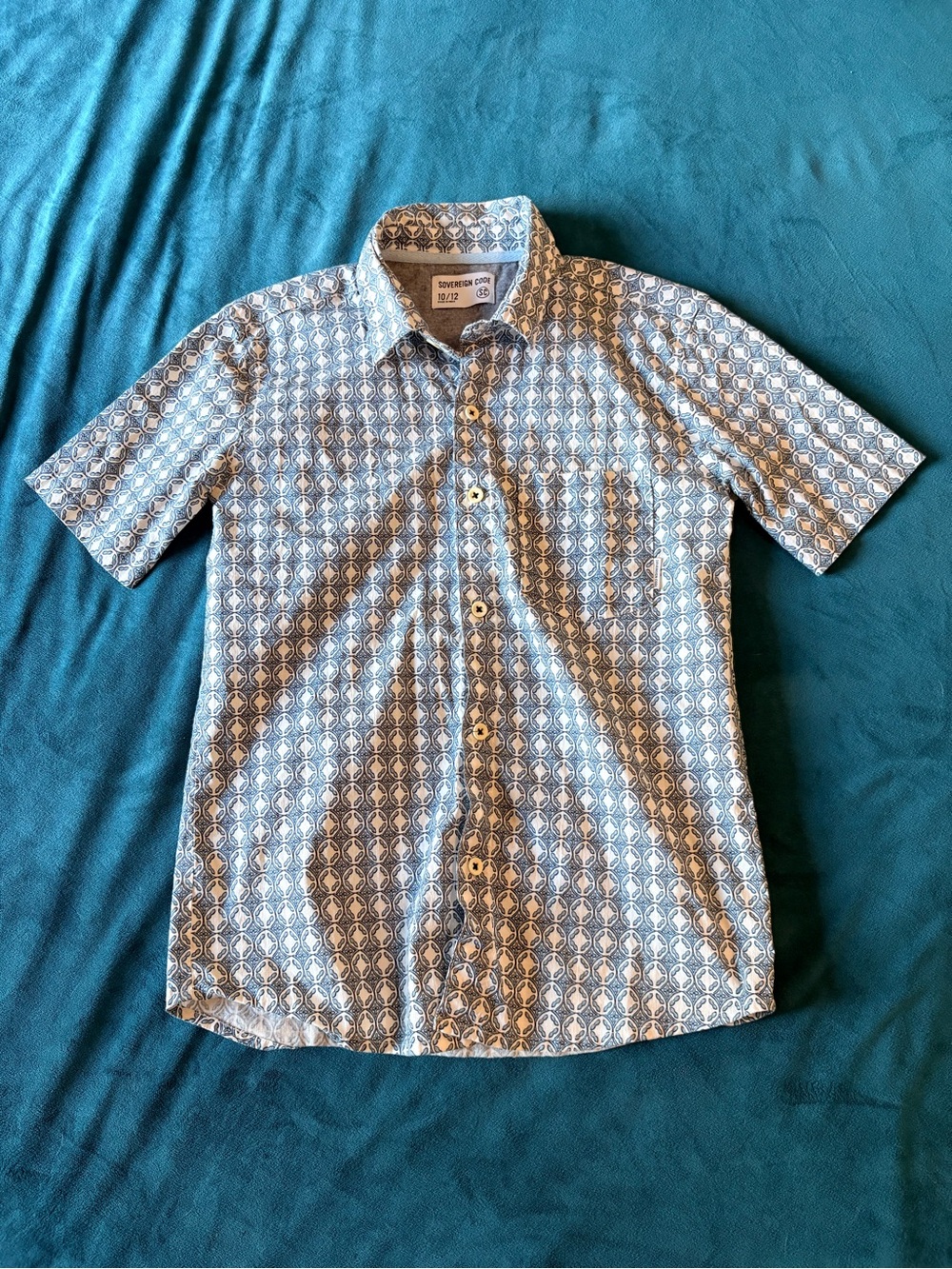 Sovereign Code Short Sleeve Geometric Print Shirt in Light Blue